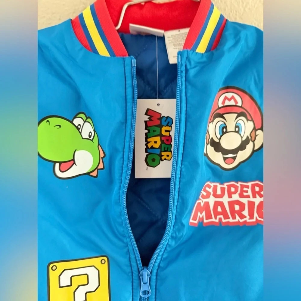 Nintendo Boys Super Mario Varsity Bomber Jacket (Little & Big Boys), Mario